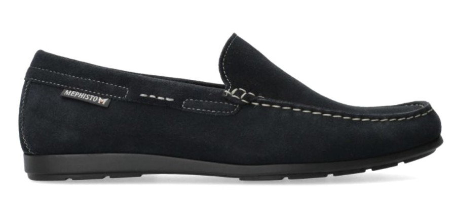 Men Mephisto | Mephisto Algoras - Men'S Suede Mocassin - Blue Jeans