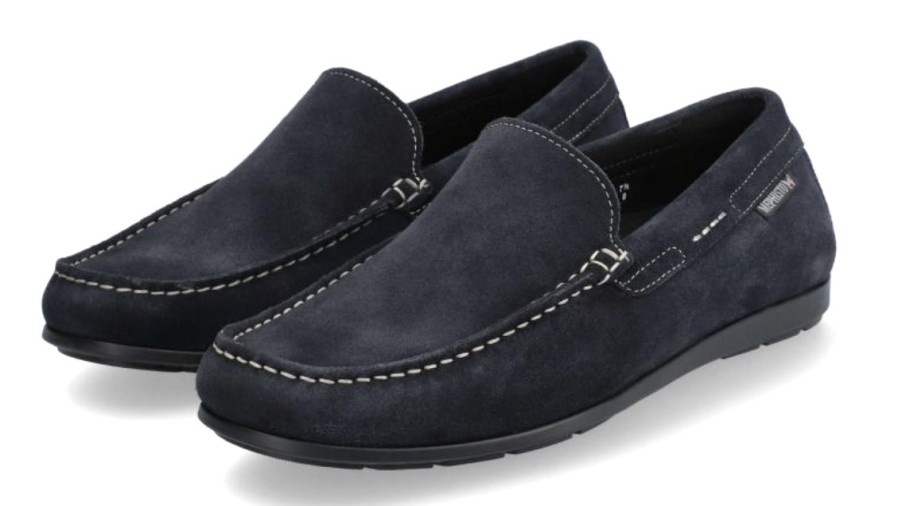 Men Mephisto | Mephisto Algoras - Men'S Suede Mocassin - Blue Jeans