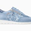 Women Mephisto | Mobils By Mephisto Donia Leather, Suede & Nubuck Lace-Up Shoes For Women - Wide Fit - Sea Blue