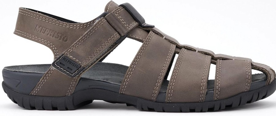 Men Mephisto | Mephisto Basile - Men'S Sandal - Nubuck - Pewter Grey