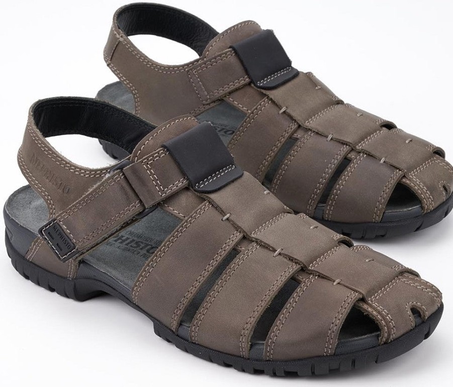 Men Mephisto | Mephisto Basile - Men'S Sandal - Nubuck - Pewter Grey