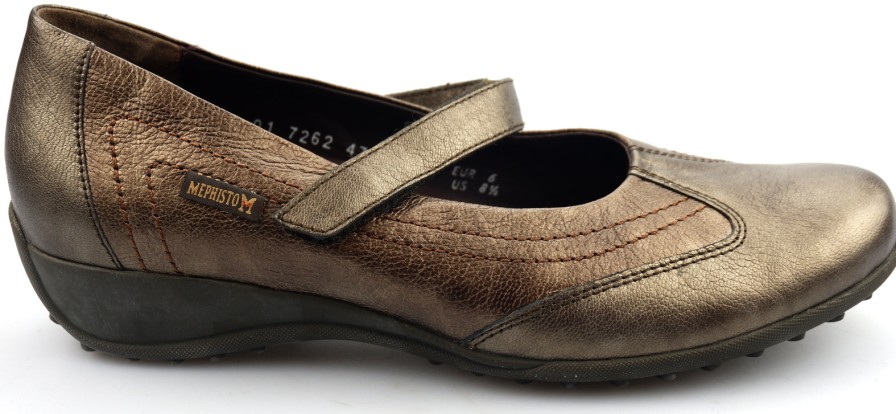 Women Mephisto | Mephisto Leidina Bronze Leather Shoe For Women With Velcro Closure