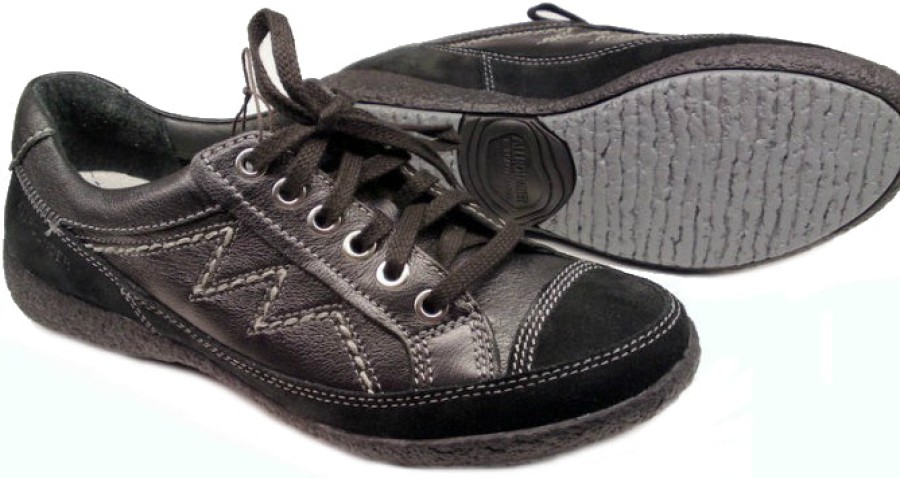 Women Mephisto | Allrounder By Mephisto Gianna Black Leather Women Laceshoes