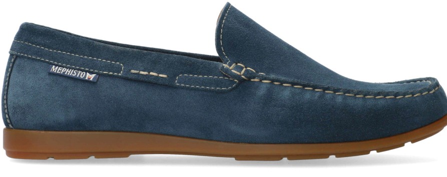 Men Mephisto | Mephisto Algoras Men'S Mocassin - Blue Suede