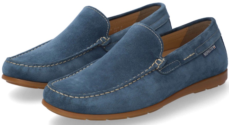 Men Mephisto | Mephisto Algoras Men'S Mocassin - Blue Suede